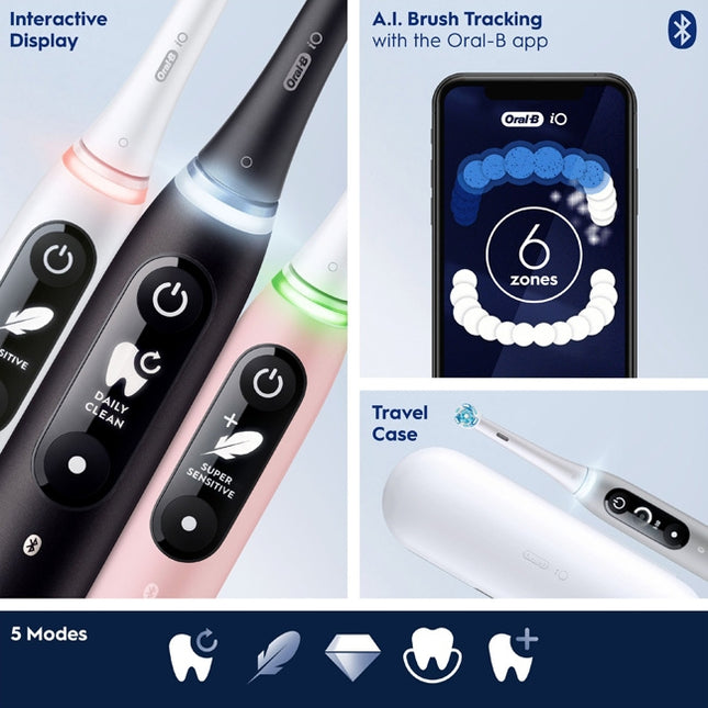 Electric Toothbrush iO6, Black/Light Rose, 3 Brush Heads