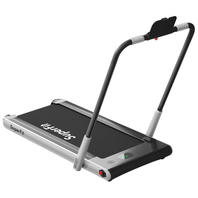 Bieżnia elektryczna 1-12 km/h Wyświetlacz LED Składany rower treningowy Sprzęt fitness 120 kg Srebrny