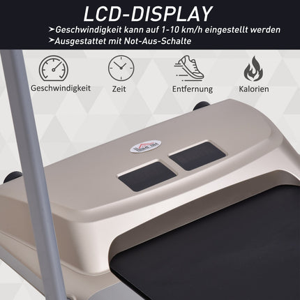 Foldable electric treadmill with LCD screen, 1-10 Km/H