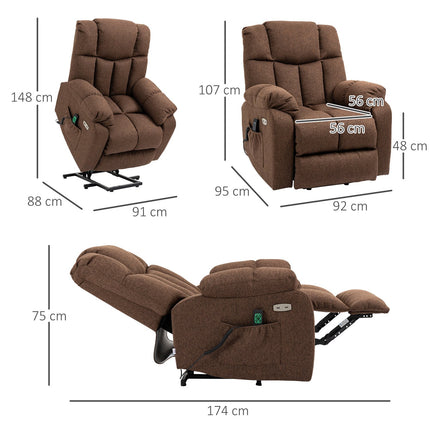 Power Lift Sun Lounger, Remote Control, Brown