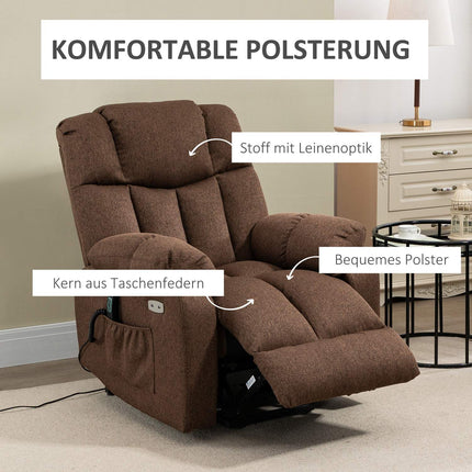 Power Lift Sun Lounger, Remote Control, Brown