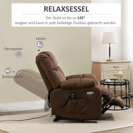 Power Lift Sun Lounger, Remote Control, Brown