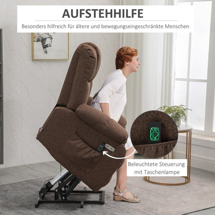 Power Lift Sun Lounger, Remote Control, Brown