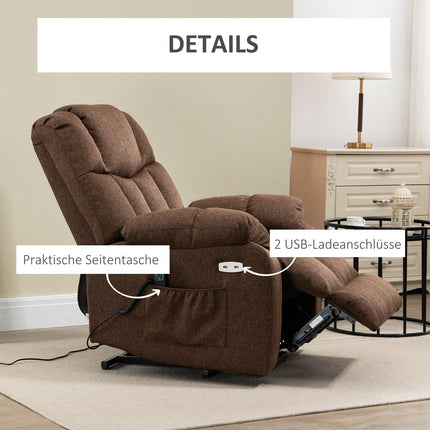 Power Lift Sun Lounger, Remote Control, Brown