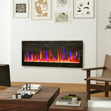 Electric Wall-Mounted Fireplace, Adjustable Flames, Timer