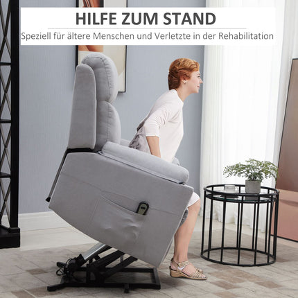 Electric recliner for seniors, standing aid, linen gray