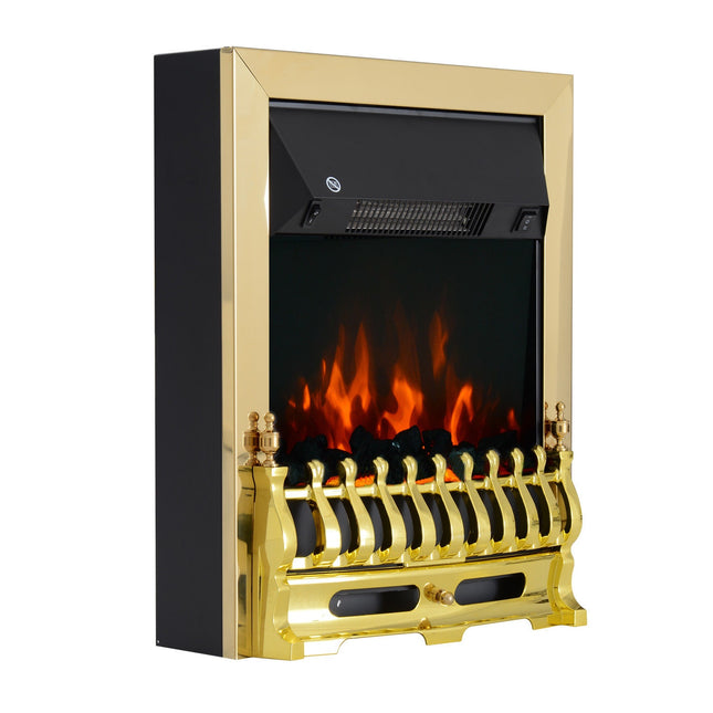 Freestanding Electric Stove, 1000/2000W, Gold, Flame effect