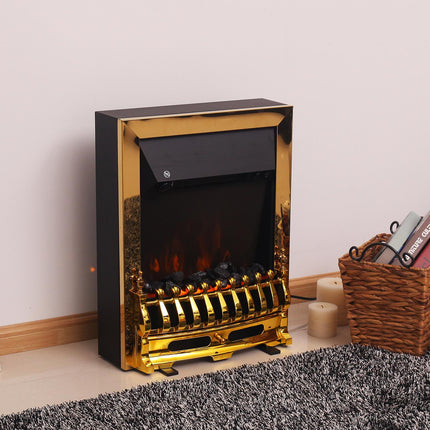 Freestanding Electric Stove, 1000/2000W, Gold, Flame effect