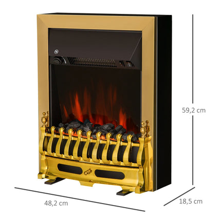 Freestanding Electric Stove, 1000/2000W, Gold, Flame effect