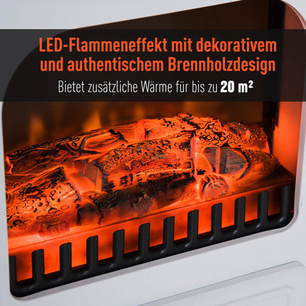 Electric stove, 950/1850W, Flame effect, White