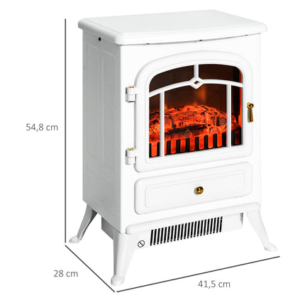 Electric stove, 950/1850W, Flame effect, White