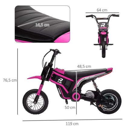 Kids' Electric Motorcycle, 24V, Ages 8-12, Pink