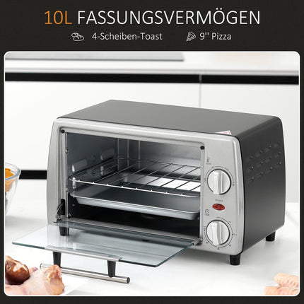 Electric oven 10L with adjustable temperature, timer & grill