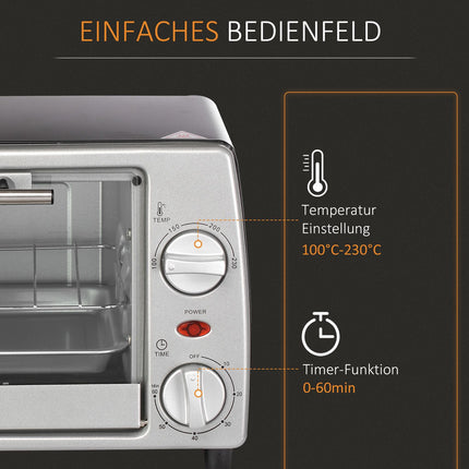 Electric oven 10L with adjustable temperature, timer & grill