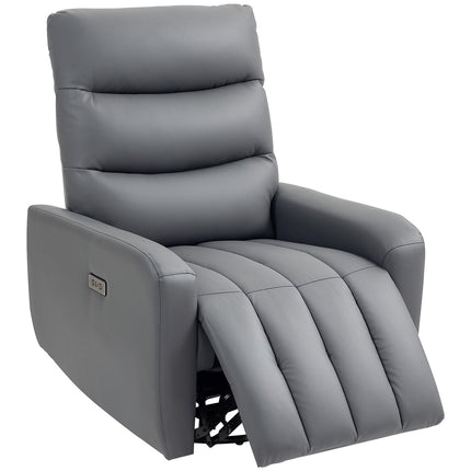Electric recliner with rocking and USB ports, gray