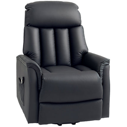 Electric Recliner Chair with Stand-Up Aid, Faux Leather, Black