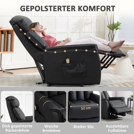 Electric Recliner Chair with Stand-Up Aid, Faux Leather, Black