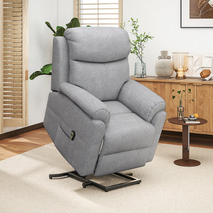 Electric recliner chair, recliner chair with stand-up aid, recliner chair with sleep function, linen look, 83 x 89 x 102 cm, grey
