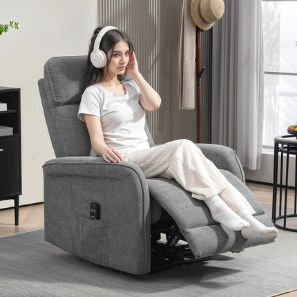 Reclining massage chair with heating & USB, dark grey
