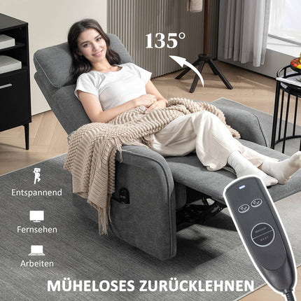 Reclining massage chair with heating & USB, dark grey