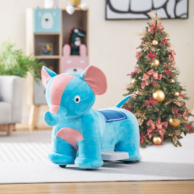 Electric ride-on toy in animal shape plush car toy car for children aged 3 years and over blue
