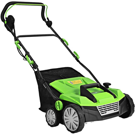 Electric scarifier lawn aerator 1800W 2 levels working depth 106 x 58 x 110.5 cm green