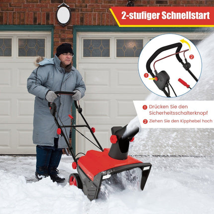 Electric snow blower with LED lights & 15 A motor 50 cm working width 25 cm working height Red + Black
