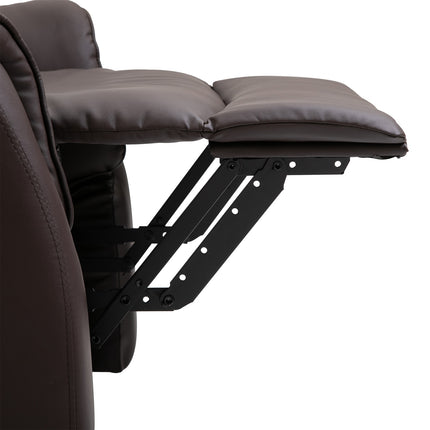Electric recliner with standing aid, brown artificial leather
