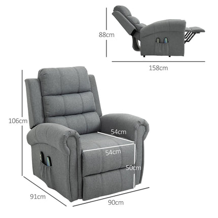 Electric lift chair, Massage & Heating, Remote control, Gray linen