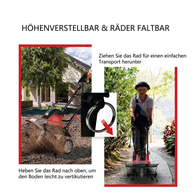 Electric tiller and cultivator mini cultivator electric tiller tiller garden tiller red and black