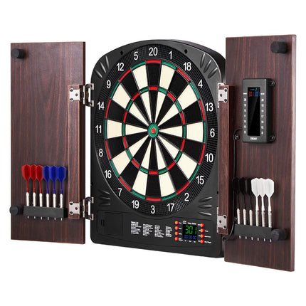 Electronic Dartboard Cabinet Set, 13.5 in, LED Scoring