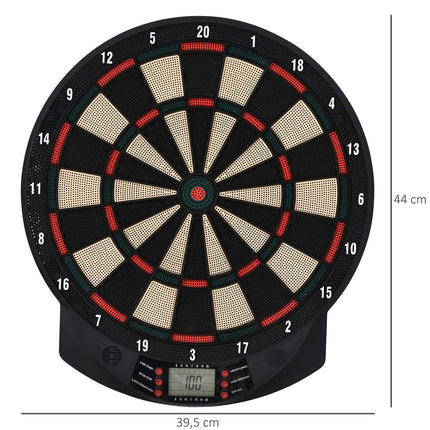 Electronic dart board, 6 darts, 26 games, multi-colored