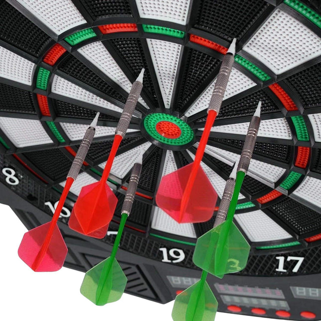 Elektronisch dartbord met led-display, 12 darts, 27 spellen