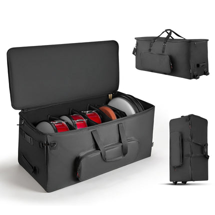 Electronic Drum Kit Bag, Padded 600D Rolling Case, Black
