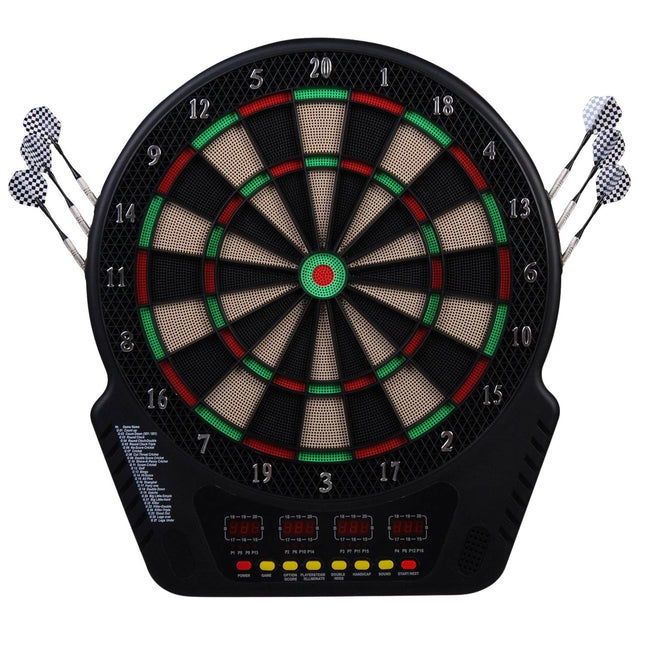 Electronic dart board, 27 games, 16 players, 6 darts