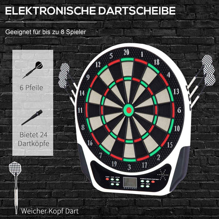 Electronic dart board with LCD screen - 18 games, 6 darts