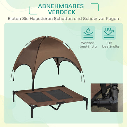 Outdoor elevated dog bed, ventilating canopy, 92x76x90 Cm