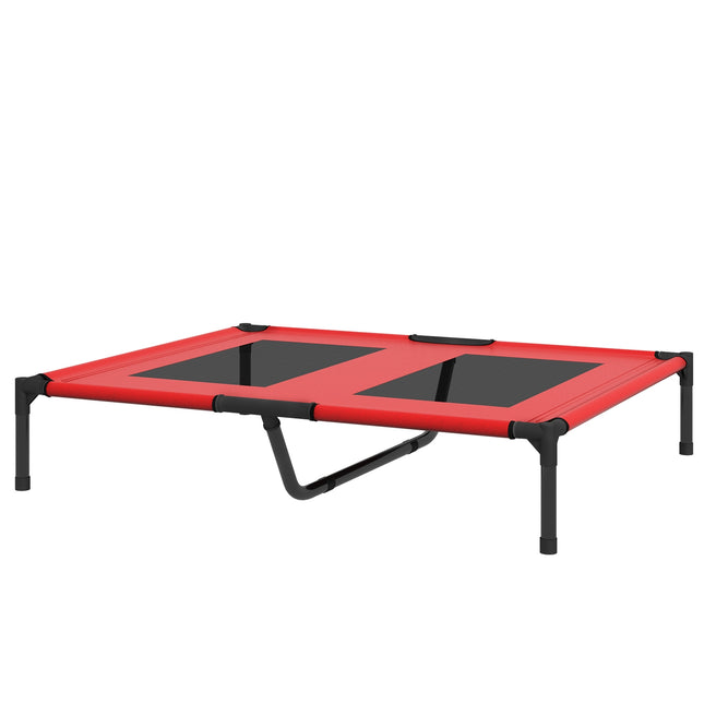 Raised Outdoor Dog Bed - Breathable, Large, Red