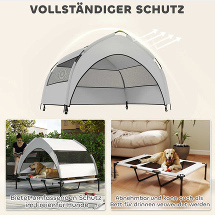 Elevated Dog Bed with Canopy, Breathable Mesh, Portable