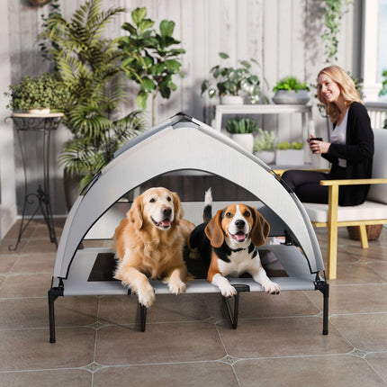 Elevated Dog Bed with Canopy, Breathable Mesh, Portable