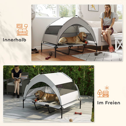 Elevated Dog Bed with Canopy, Breathable Mesh, Portable