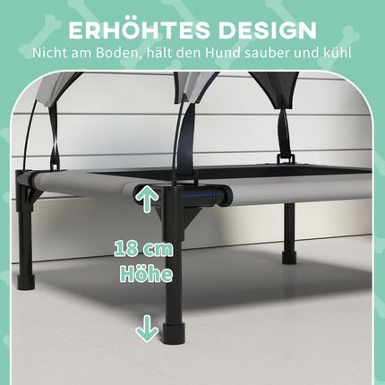 Outdoor raised dog bed with canopy, breathable fabric