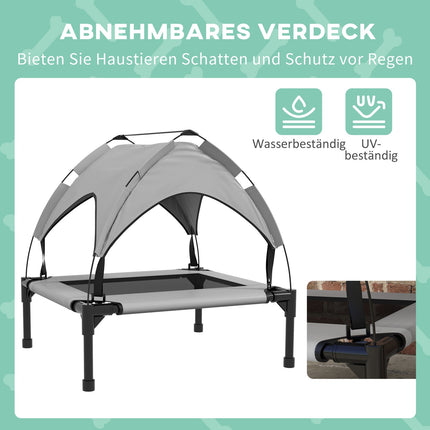 Outdoor raised dog bed with canopy, breathable fabric