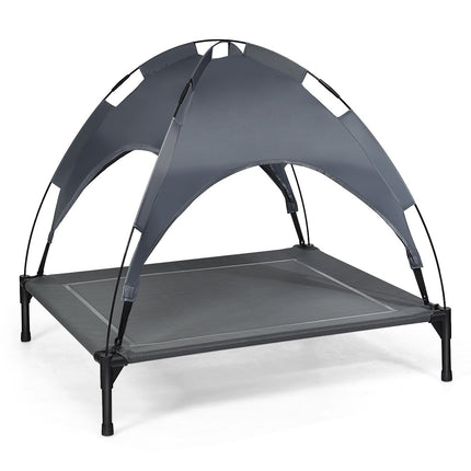 Elevated Dog Bed with Removable Canopy Pet Bed 90 x 81 x 86 cm Gray