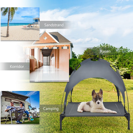 Elevated Dog Bed with Removable Canopy Pet Bed 90 x 81 x 86 cm Gray