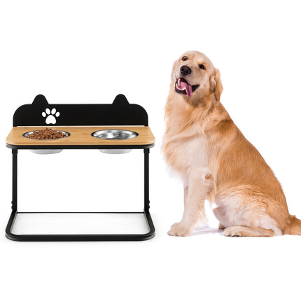 Elevated Dog Bowl Stand, 2 Stainless Bowls, Adjustable