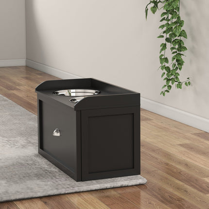 Elevated Dog Bowl Stand with Storage Drawer, Stainless Steel
