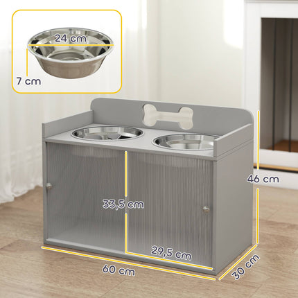 Elevated Dog Feeding Station with 2 Bowls, MDF & Stainless Steel