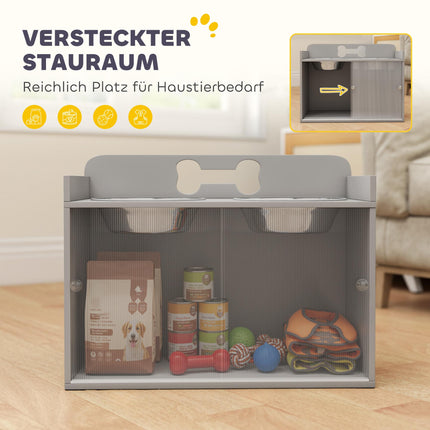 Elevated Dog Feeding Station with 2 Bowls, MDF & Stainless Steel