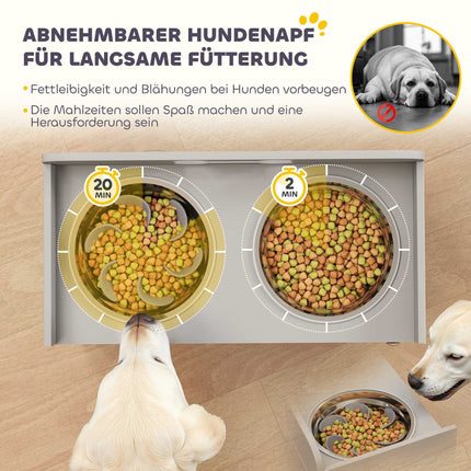 Elevated Dog Feeding Station with 2 Bowls, MDF & Stainless Steel